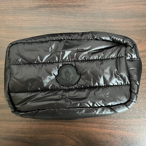 Moncler Black VIP Toiletry Bag Cosmetic Clutch Makeup Puffer Purse New - Picture 1 of 9